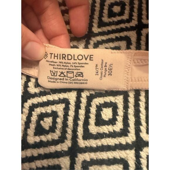 Thirdlove Womens pink Padded Underwire 24/7 Classic Contour Plunge Bra Size 30E - Picture 4 of 5